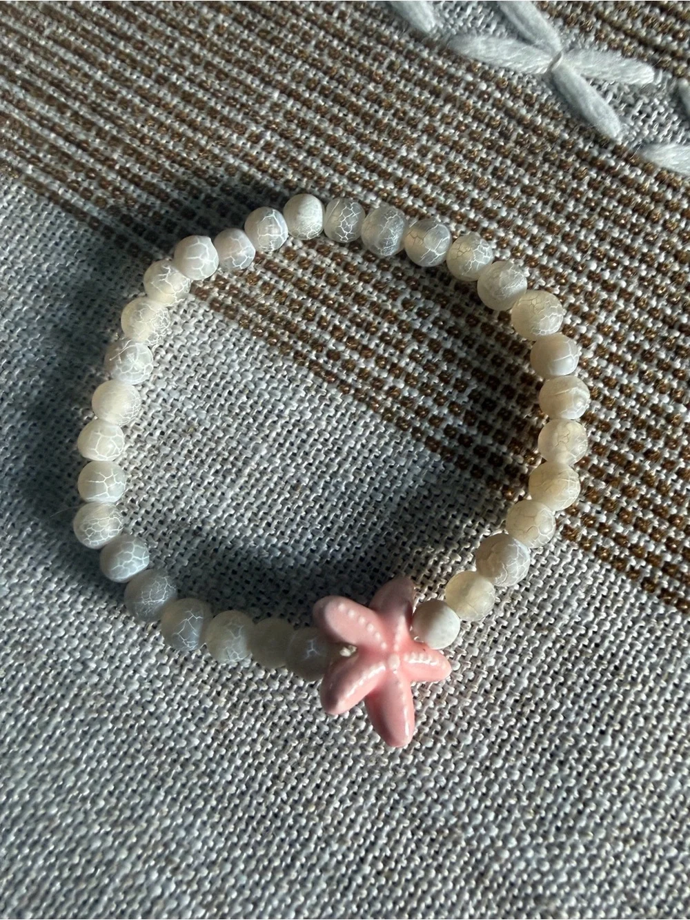 Kids Beaded Stretch Bracelets Set with Pink Star Charm - Pastel Multicolor